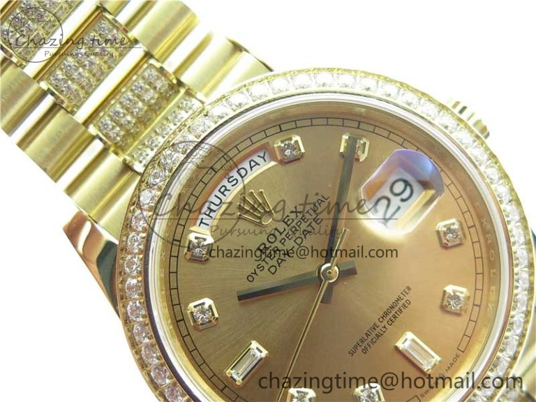 Day-Date 36mm 128235 YG Crystal BP Best Edition YG Crystal Marker Dial on YG President Bracelet A2836