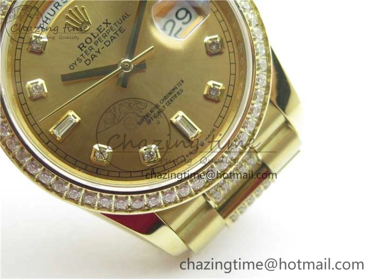 Day-Date 36mm 128235 YG Crystal BP Best Edition YG Crystal Marker Dial on YG President Bracelet A2836