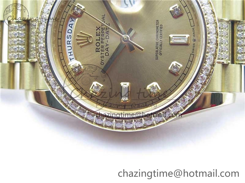 Day-Date 36mm 128235 YG Crystal BP Best Edition YG Crystal Marker Dial on YG President Bracelet A2836