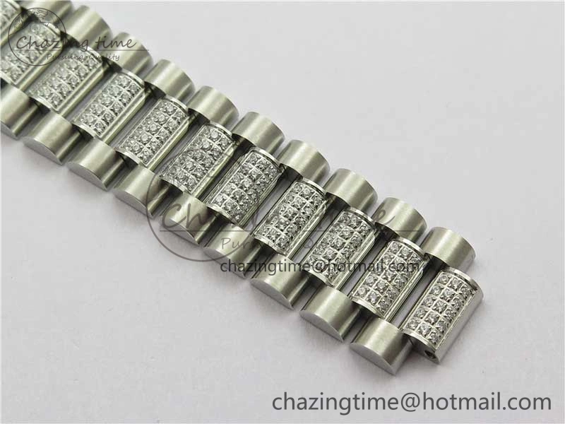 Day-Date 36mm 128239 SS Crystal BP Best Edition Blue Crystal Marker Dial on SS President Bracelet A2836