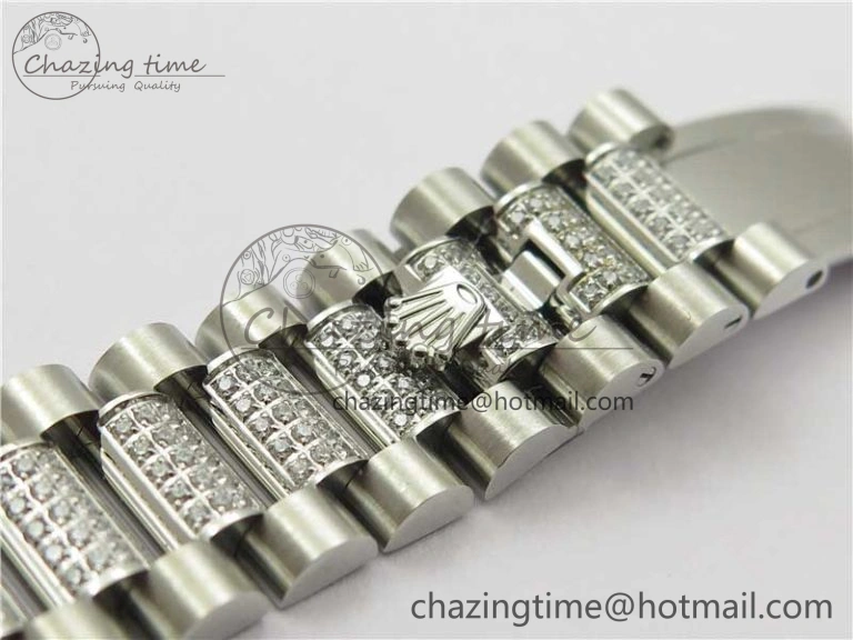 Day-Date 36mm 128239 SS Crystal BP Best Edition Blue Crystal Marker Dial on SS President Bracelet A2836