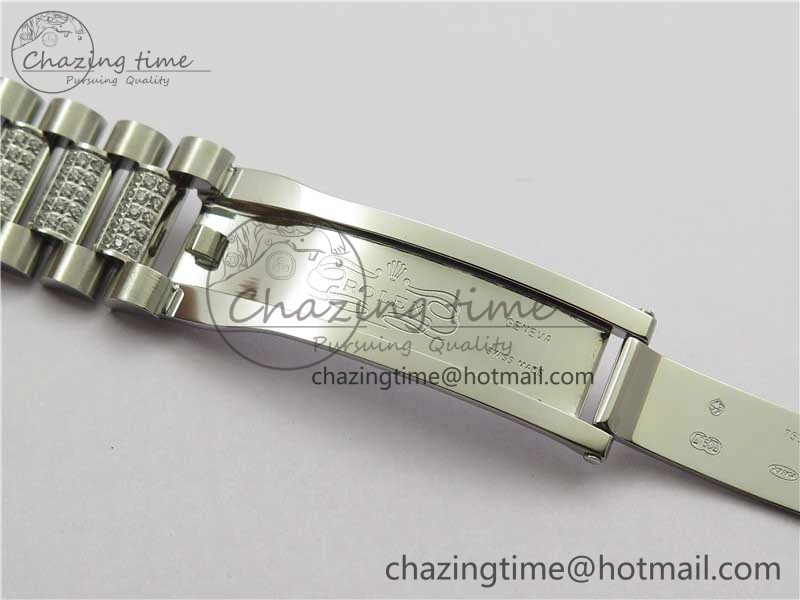 Day-Date 36mm 128239 SS Crystal BP Best Edition Blue Crystal Marker Dial on SS President Bracelet A2836