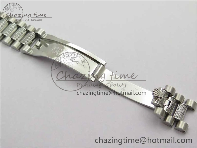 Day-Date 36mm 128239 SS Crystal BP Best Edition Blue Crystal Marker Dial on SS President Bracelet A2836