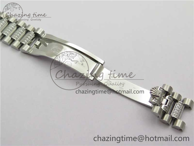Day-Date 36mm 128239 SS Crystal BP Best Edition Blue Crystal Marker Dial on SS President Bracelet A2836