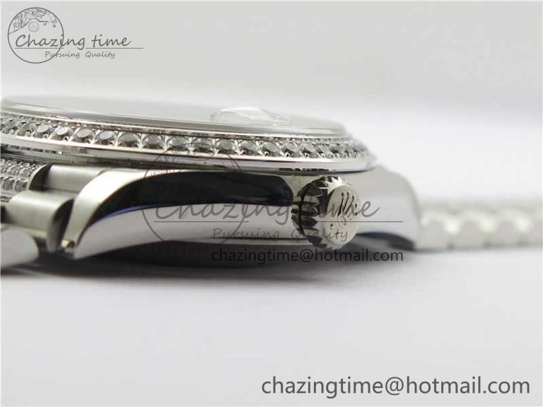 Day-Date 36mm 128239 SS Crystal BP Best Edition Gray Crystal Marker Dial on SS President Bracelet A2836