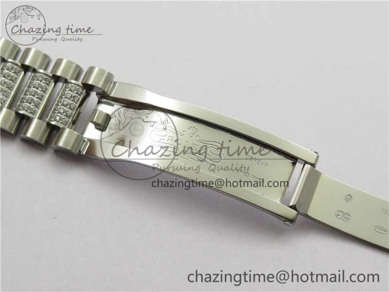 Day-Date 36mm 128239 SS Crystal BP Best Edition Silver Crystal Marker Dial on SS President Bracelet A2836