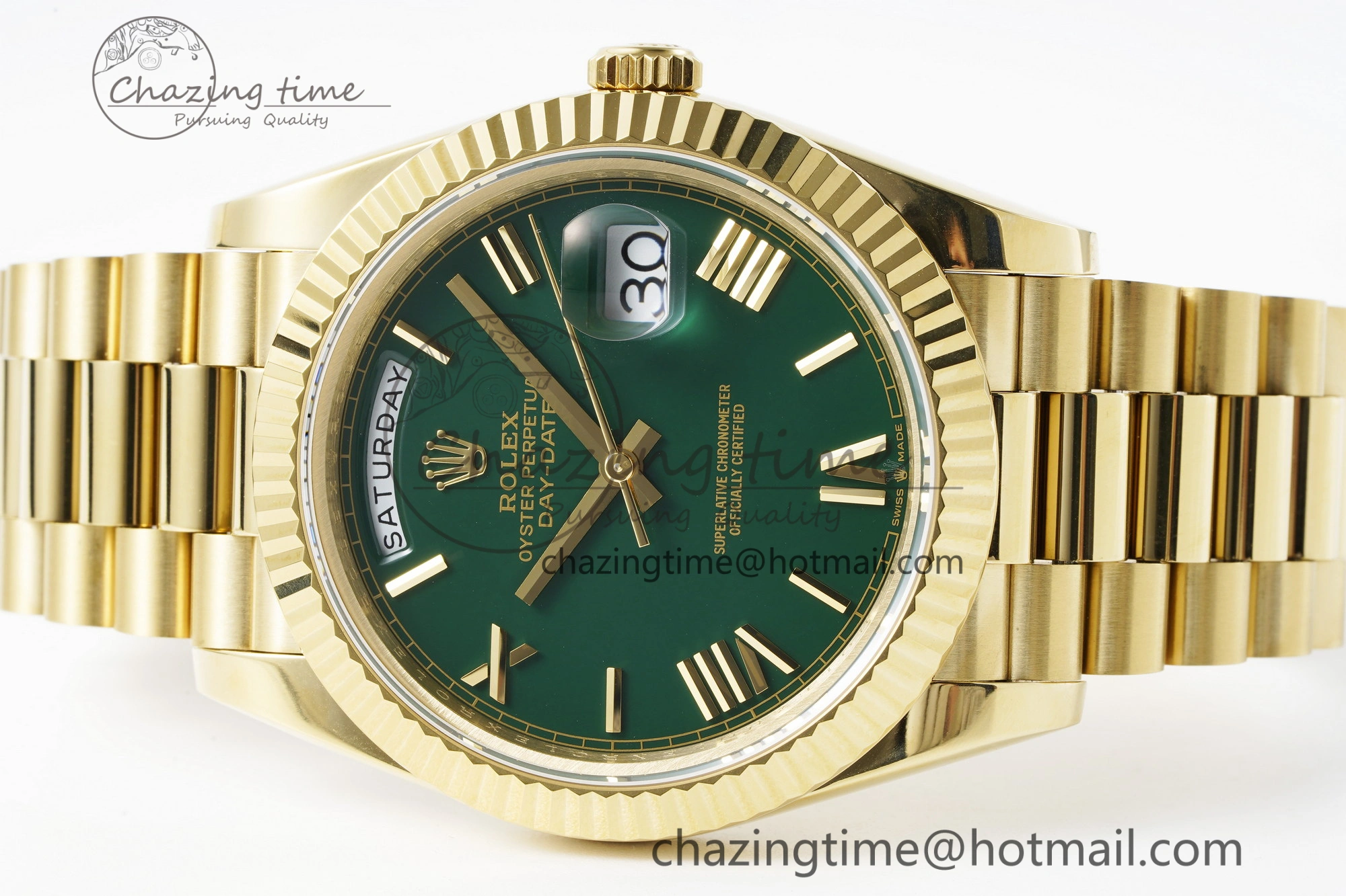 Day Date 40 228238 YG JDF 1:1 Best Edition Green Dial on YG Bracelet A23J