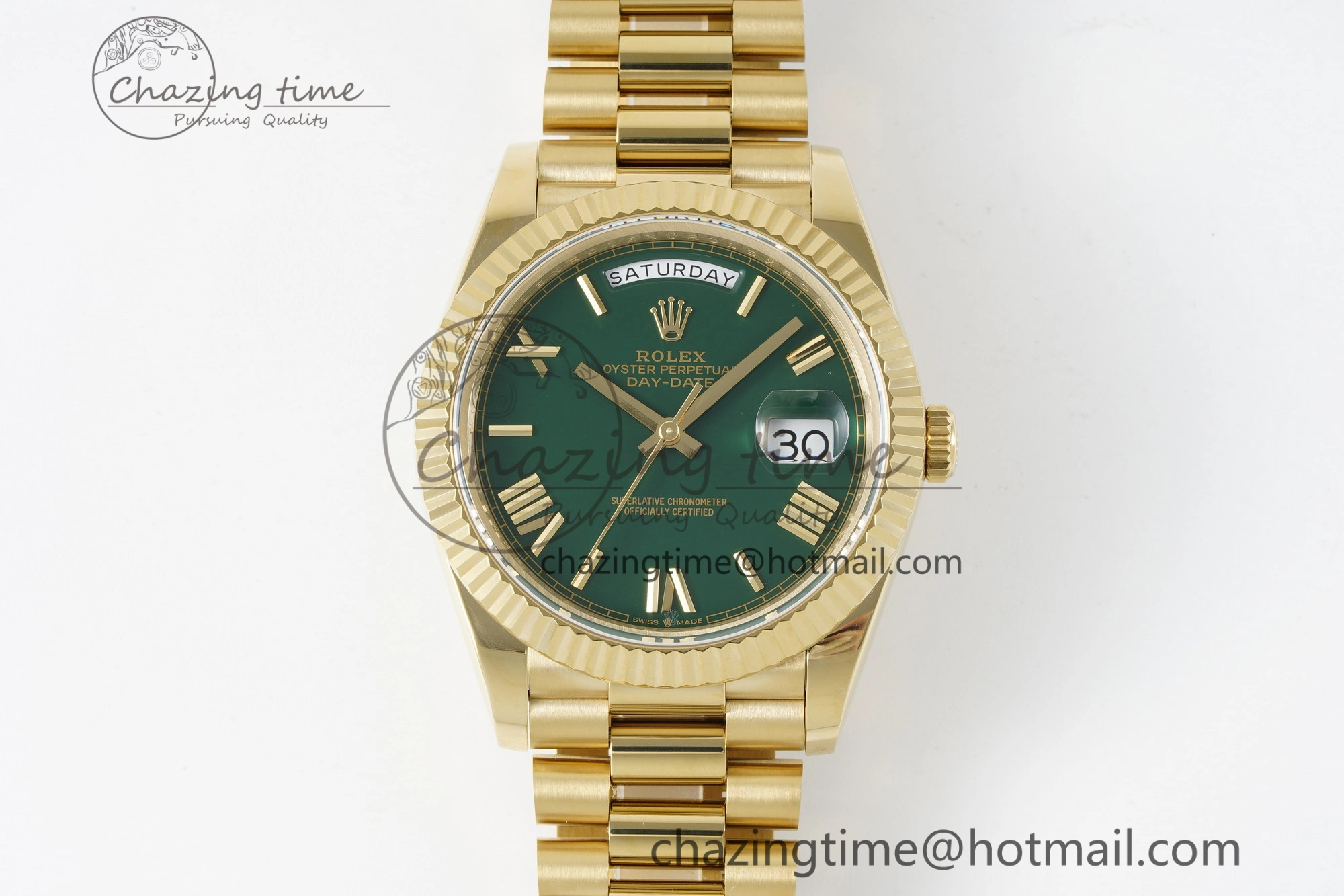 Day Date 40 228238 YG JDF 1:1 Best Edition Green Dial on YG Bracelet A23J