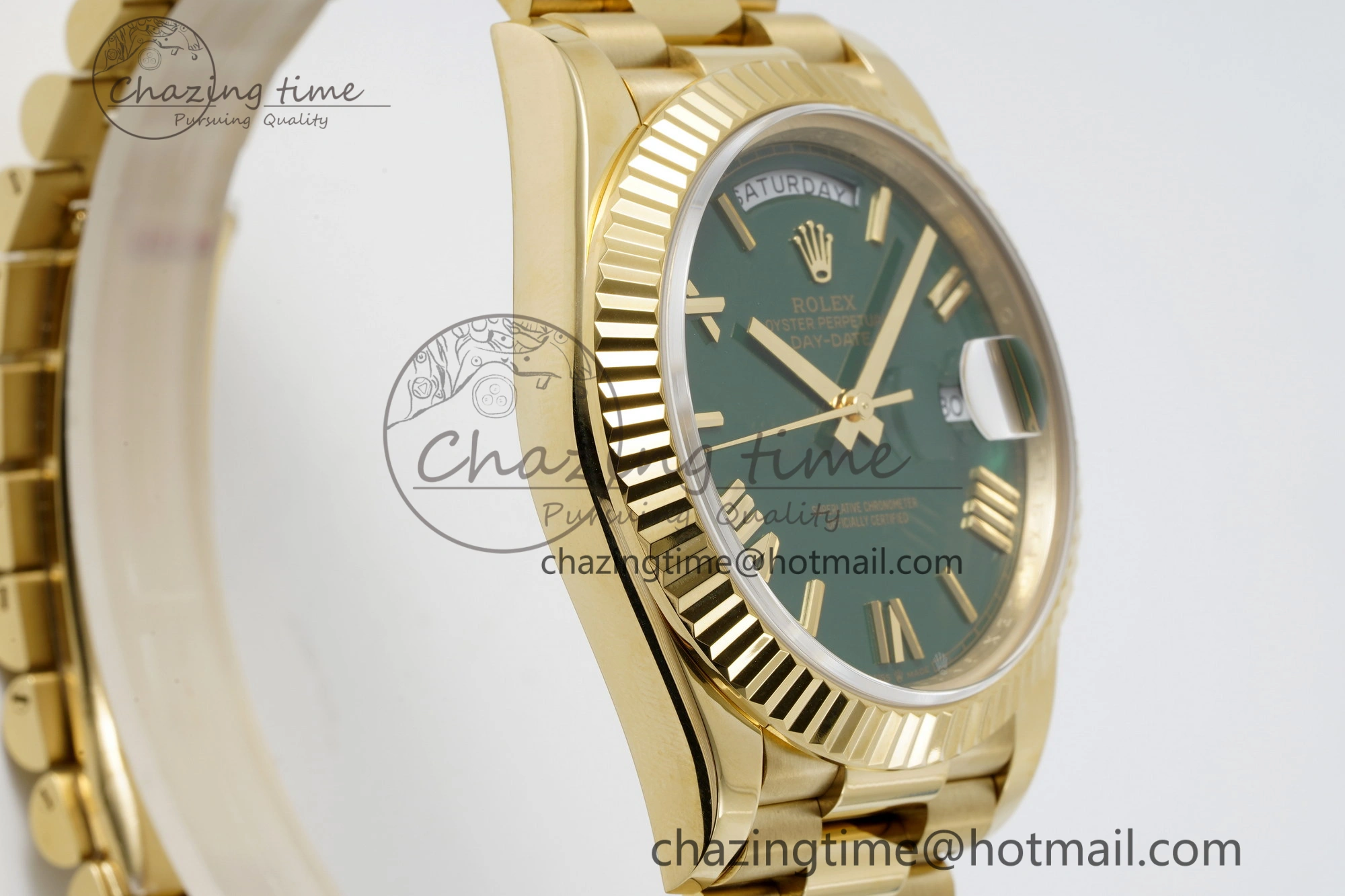 Day Date 40 228238 YG JDF 1:1 Best Edition Green Dial on YG Bracelet VR3255