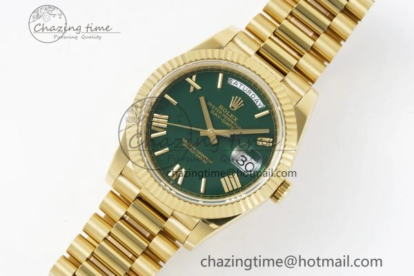 Day Date 40 228238 YG JDF 1:1 Best Edition Green Dial on YG Bracelet VR3255