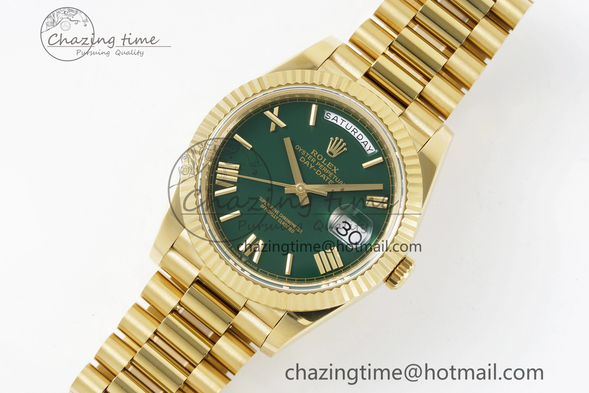 Day Date 40 228238 YG JDF 1:1 Best Edition Green Dial on YG Bracelet VR3255
