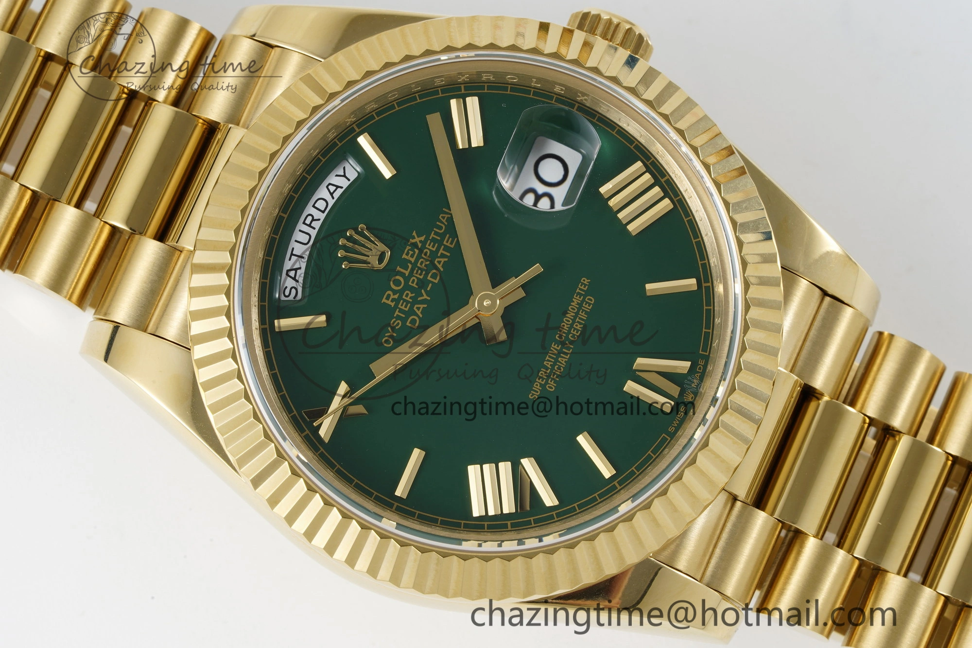 Day Date 40 228238 YG JDF 1:1 Best Edition Green Dial on YG Bracelet VR3255