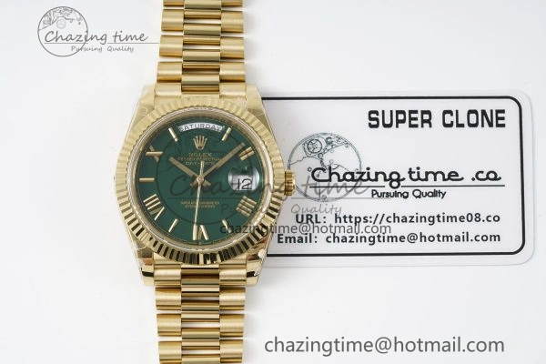 Day Date 40 228238 YG JDF 1:1 Best Edition Green Dial on YG Bracelet VR3255