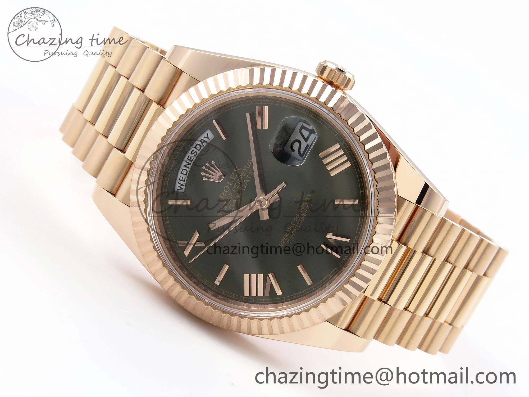 Day Date 40 RG 228235 ARF 1:1 Best Edition Green Roman Dial on President Bracelet VR3255