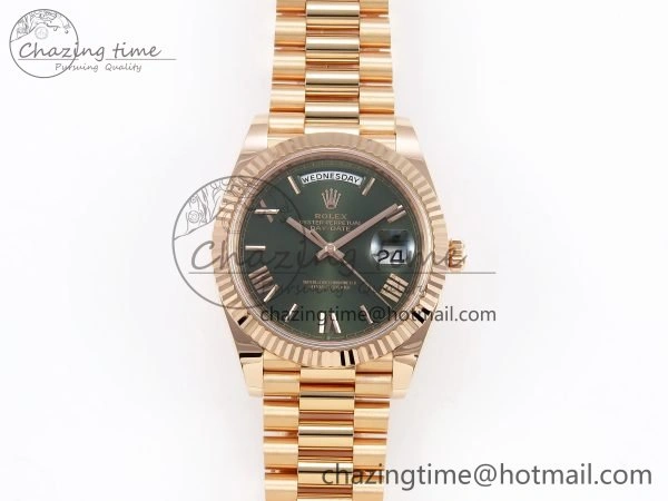 Day Date 40 RG 228235 ARF 1:1 Best Edition Green Roman Dial on President Bracelet VR3255