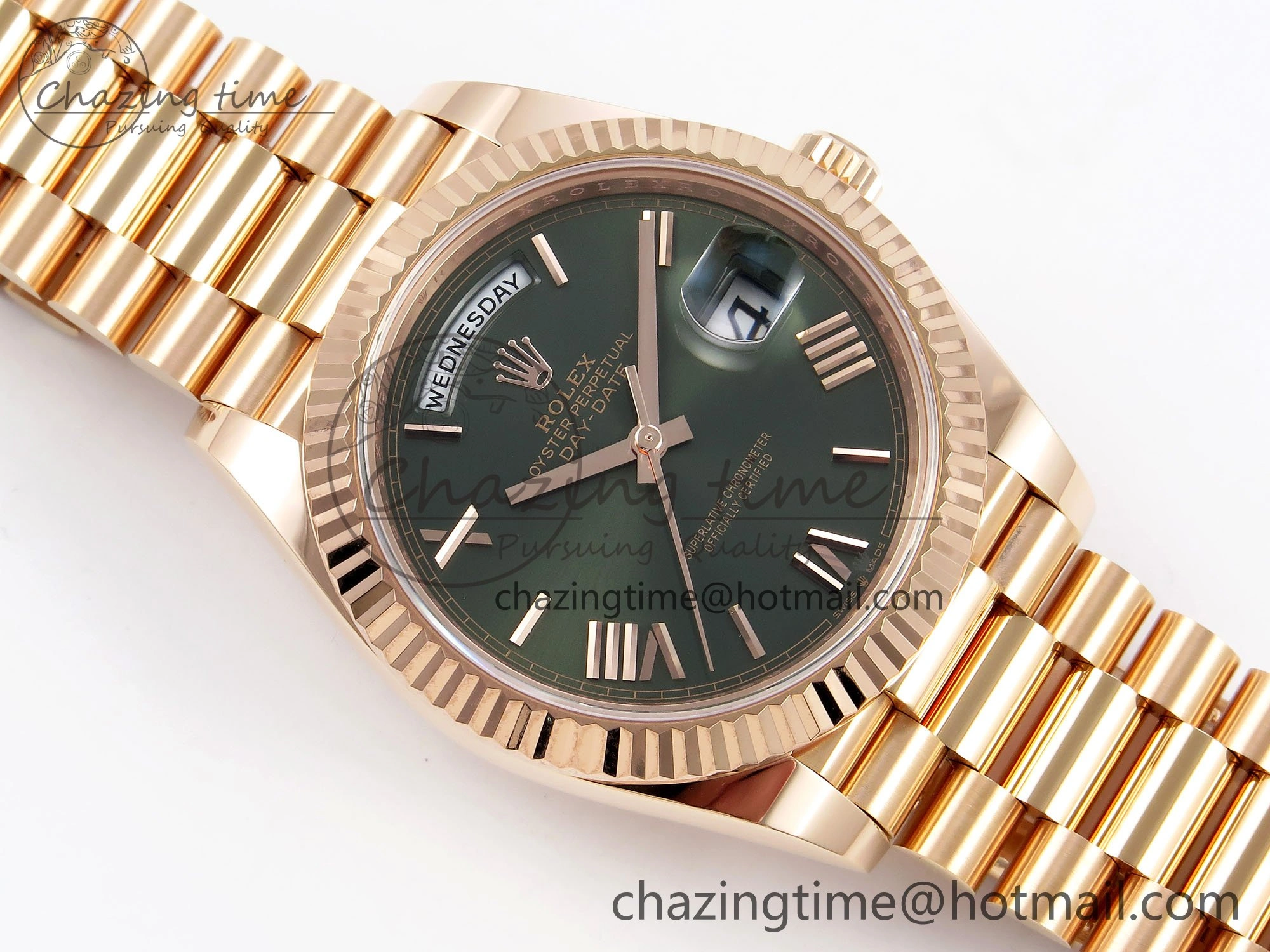 Day Date 40 RG 228235 ARF 1:1 Best Edition Green Roman Dial on President Bracelet VR3255
