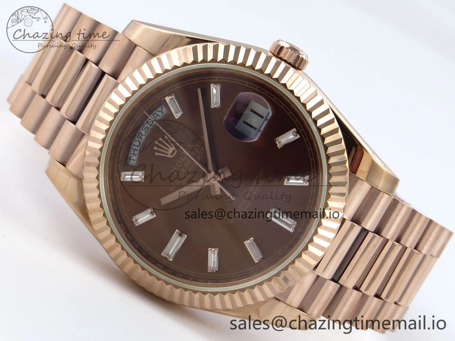 Day Date 40 RG 228235 KF 1:1 Best Edition Brown Crystal Dial on President Bracelet VR3255 (Gain Weight)