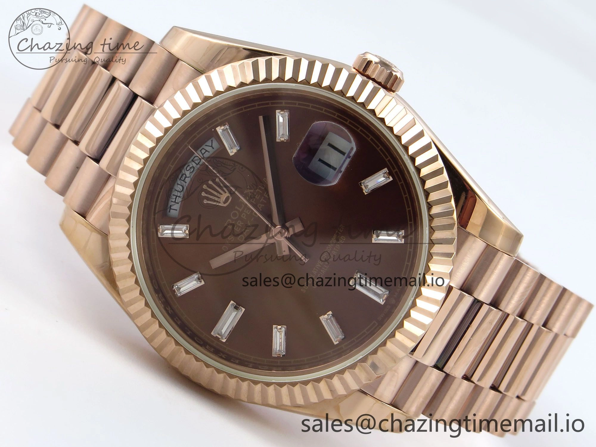 Day Date 40 RG 228235 KF 1:1 Best Edition Brown Crystal Dial on President Bracelet VR3255 (Gain Weight)