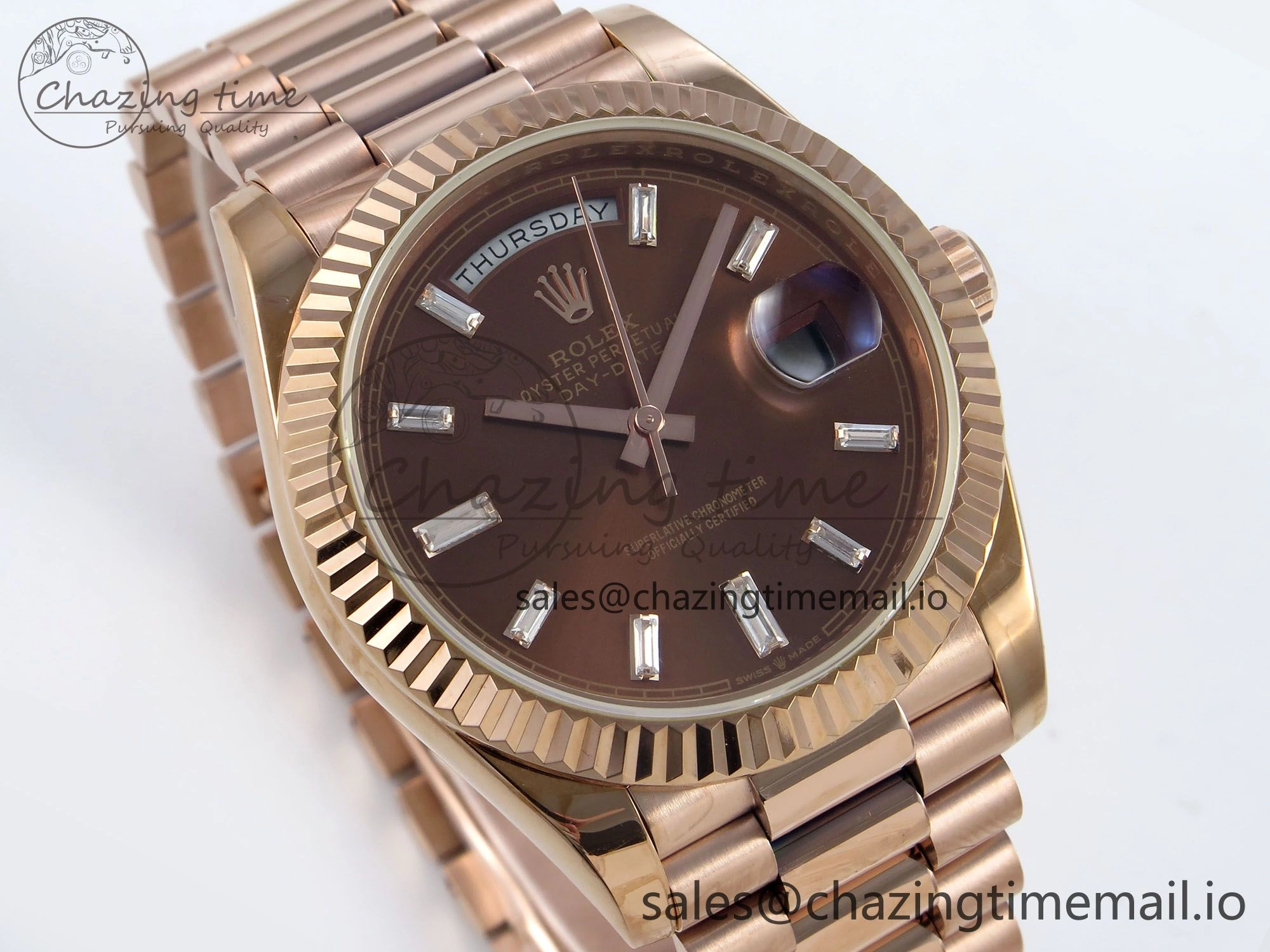 Day Date 40 RG 228235 KF 1:1 Best Edition Brown Crystal Dial on President Bracelet VR3255 (Gain Weight)