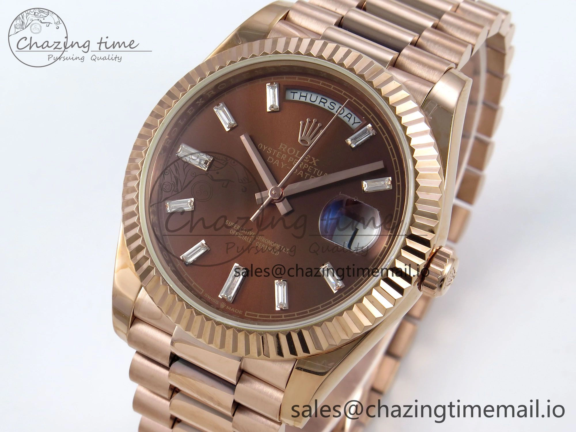 Day Date 40 RG 228235 KF 1:1 Best Edition Brown Crystal Dial on President Bracelet VR3255 (Gain Weight)