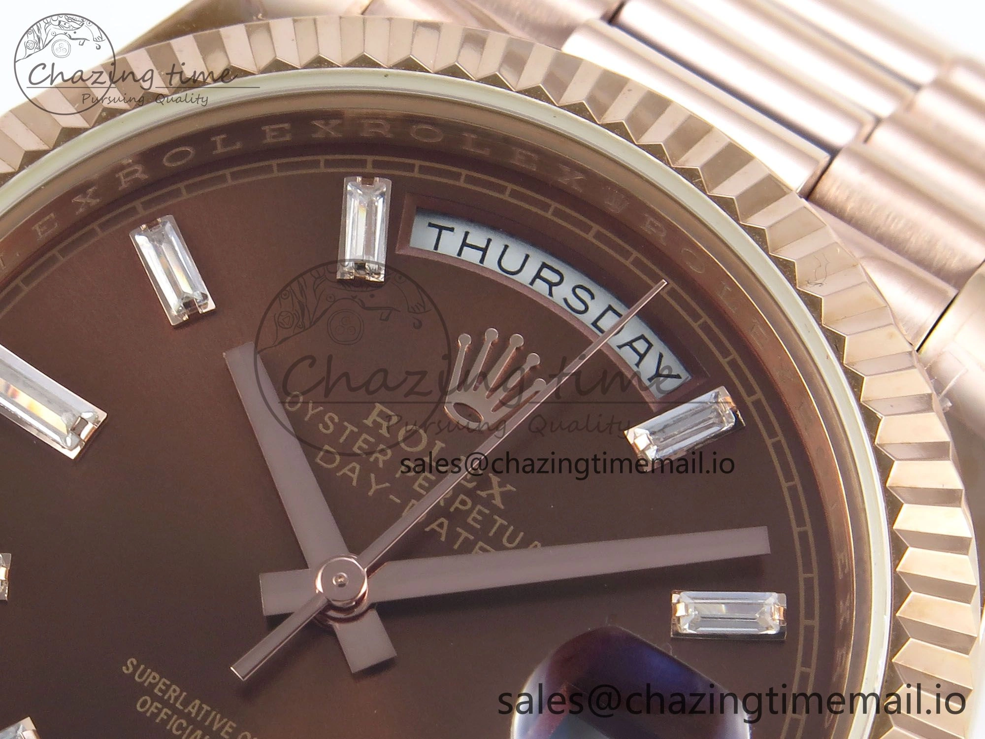Day Date 40 RG 228235 KF 1:1 Best Edition Brown Crystal Dial on President Bracelet VR3255 (Gain Weight)