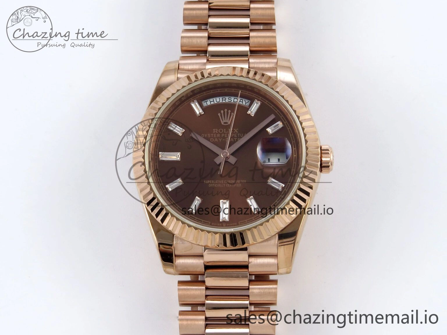 Day Date 40 RG 228235 KF 1:1 Best Edition Brown Crystal Dial on President Bracelet VR3255 (Gain Weight)