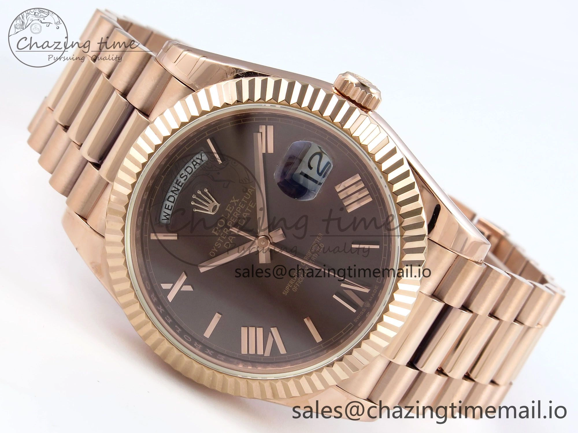Day Date 40 RG 228235 KF 1:1 Best Edition Brown Roman Dial on President Bracelet VR3255 (Gain Weight)