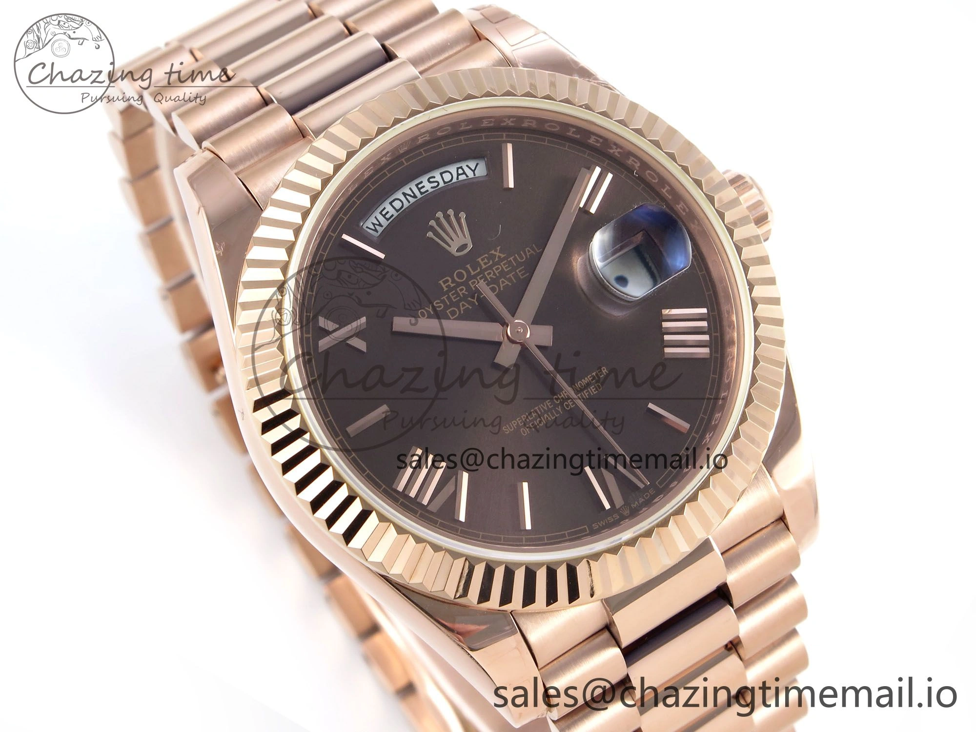 Day Date 40 RG 228235 KF 1:1 Best Edition Brown Roman Dial on President Bracelet VR3255 (Gain Weight)