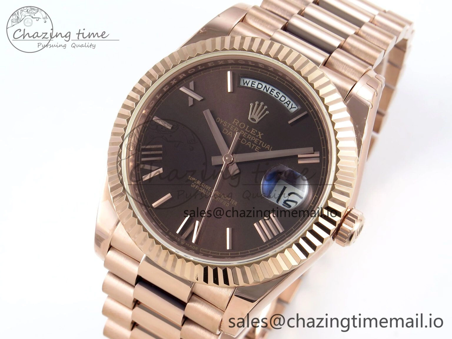 Day Date 40 RG 228235 KF 1:1 Best Edition Brown Roman Dial on President Bracelet VR3255 (Gain Weight)