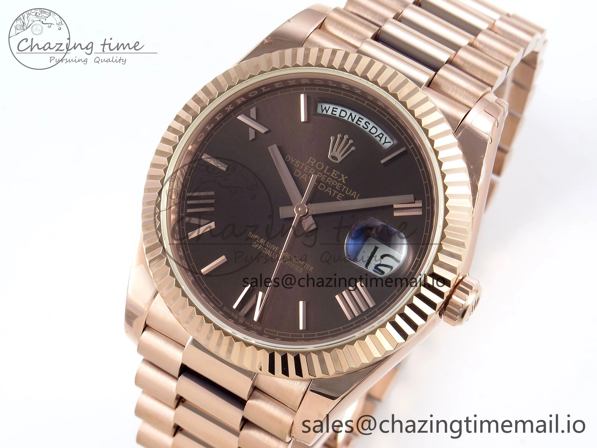 Day Date 40 RG 228235 KF 1:1 Best Edition Brown Roman Dial on President Bracelet VR3255 (Gain Weight)