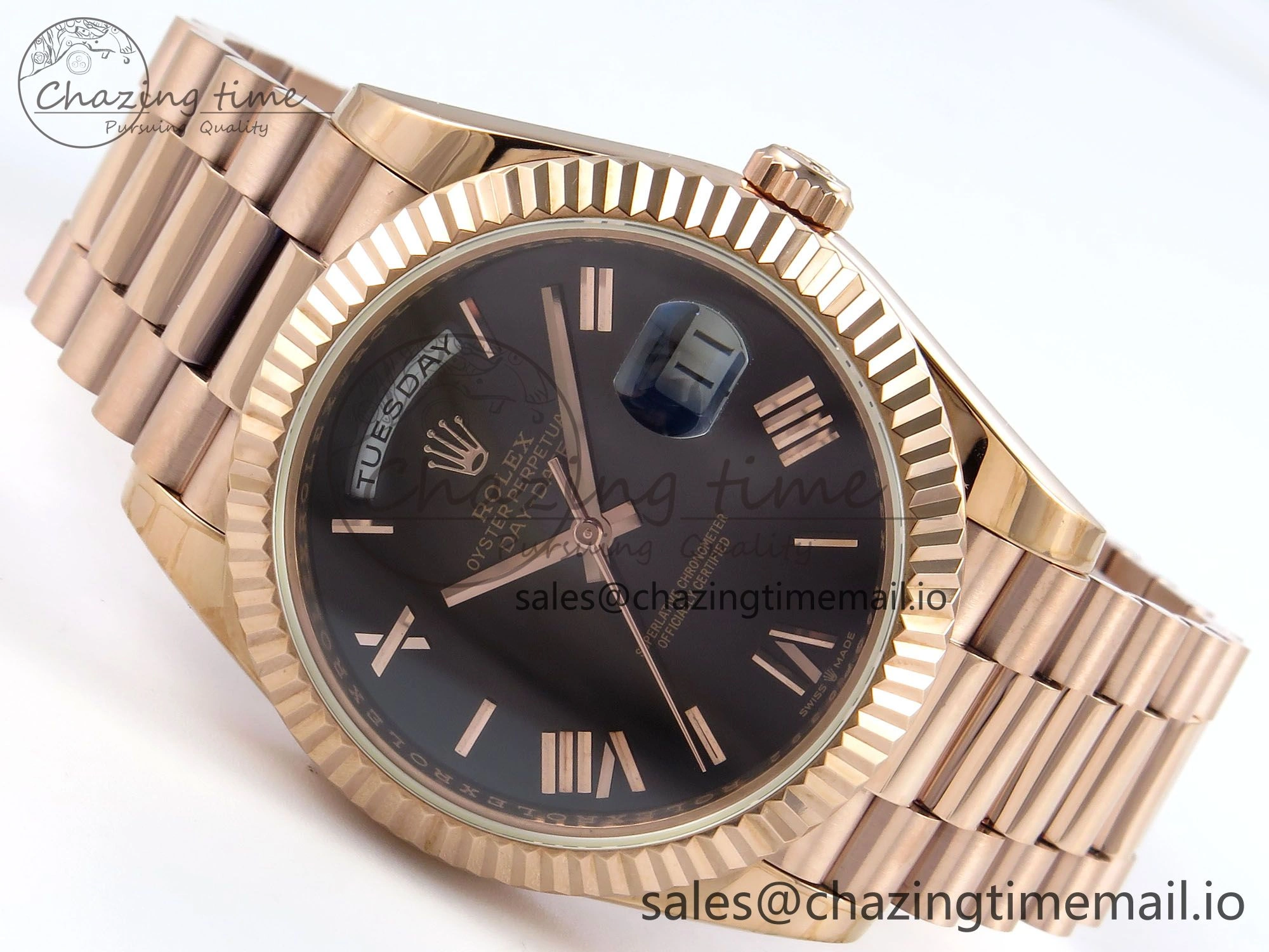 Day Date 40 RG 228235 KF 1:1 Best Edition Gray Roman Dial on President Bracelet VR3255 (Gain Weight)