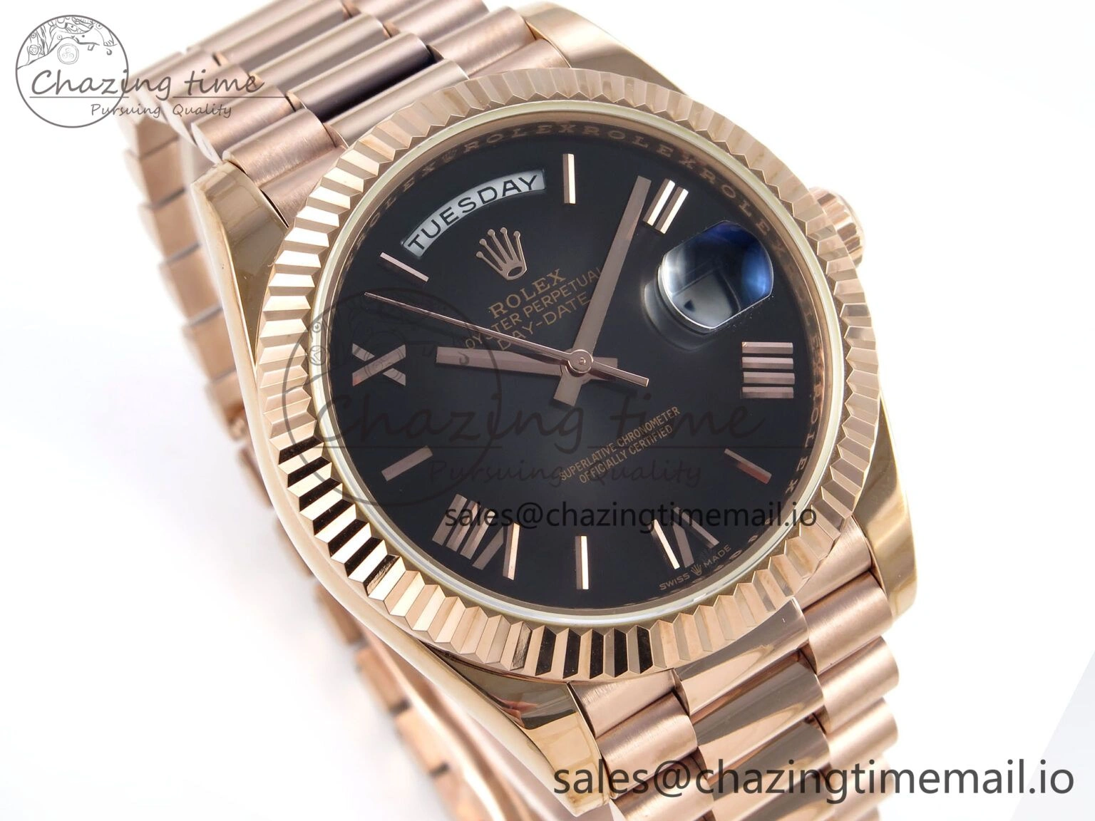 Day Date 40 RG 228235 KF 1:1 Best Edition Gray Roman Dial on President Bracelet VR3255 (Gain Weight)