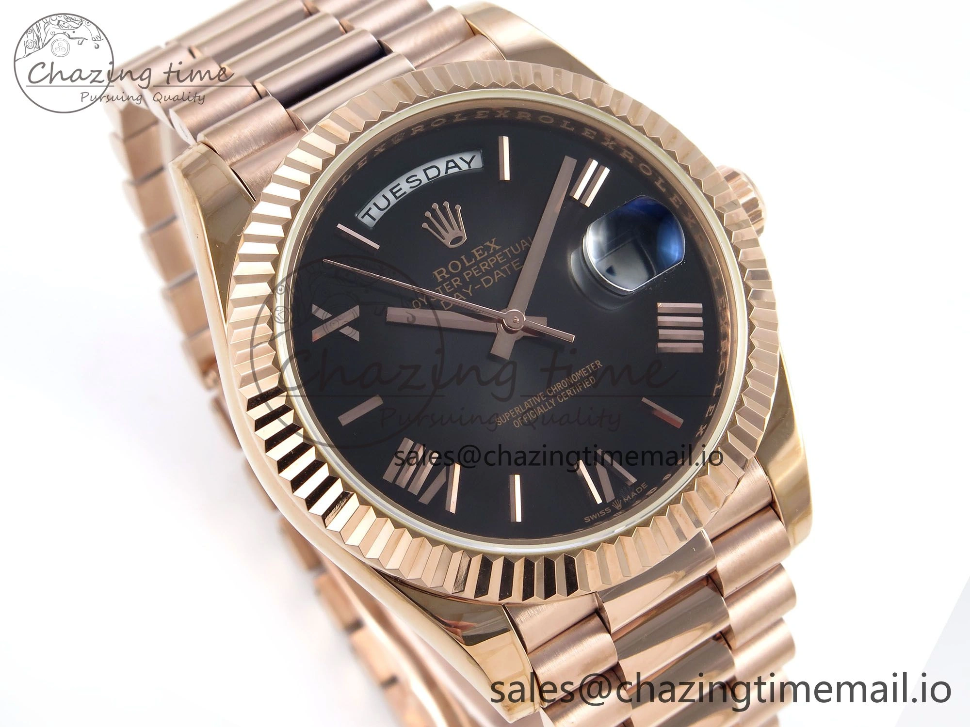 Day Date 40 RG 228235 KF 1:1 Best Edition Gray Roman Dial on President Bracelet VR3255 (Gain Weight)