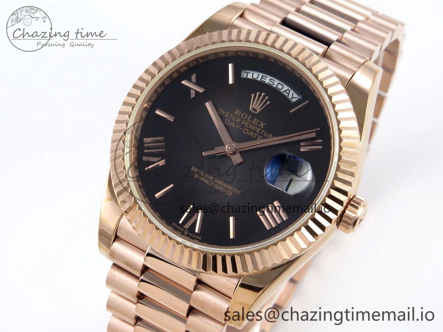 Day Date 40 RG 228235 KF 1:1 Best Edition Gray Roman Dial on President Bracelet VR3255 (Gain Weight)