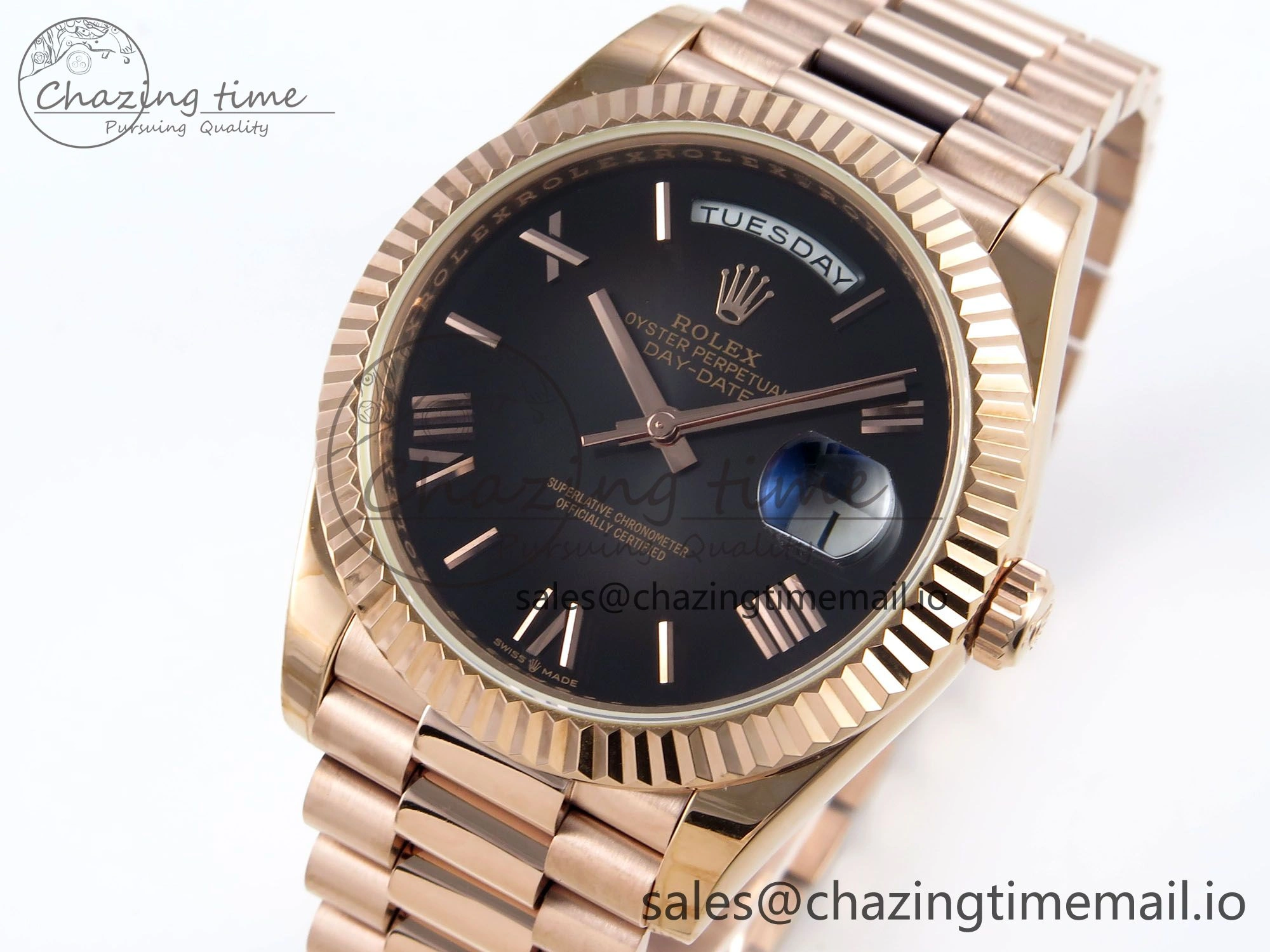 Day Date 40 RG 228235 KF 1:1 Best Edition Gray Roman Dial on President Bracelet VR3255 (Gain Weight)