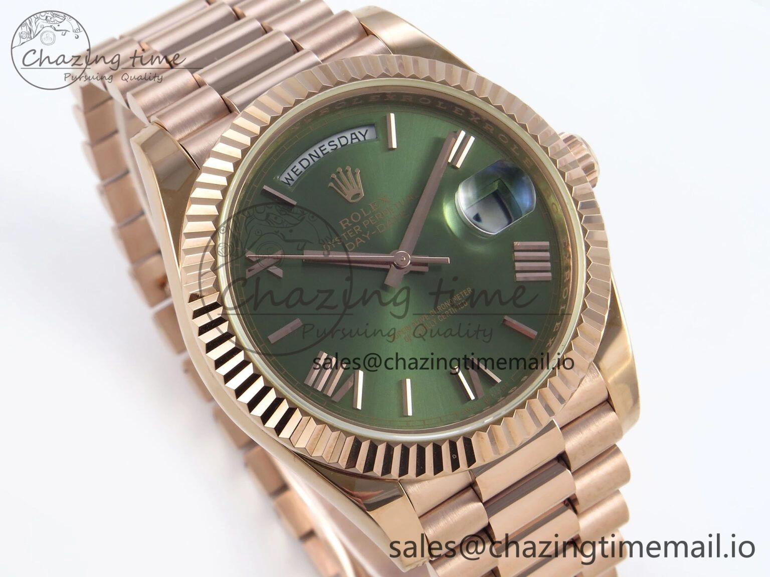 Day Date 40 RG 228235 KF 1:1 Best Edition Green Roman Dial on President Bracelet VR3255 (Gain Weight)