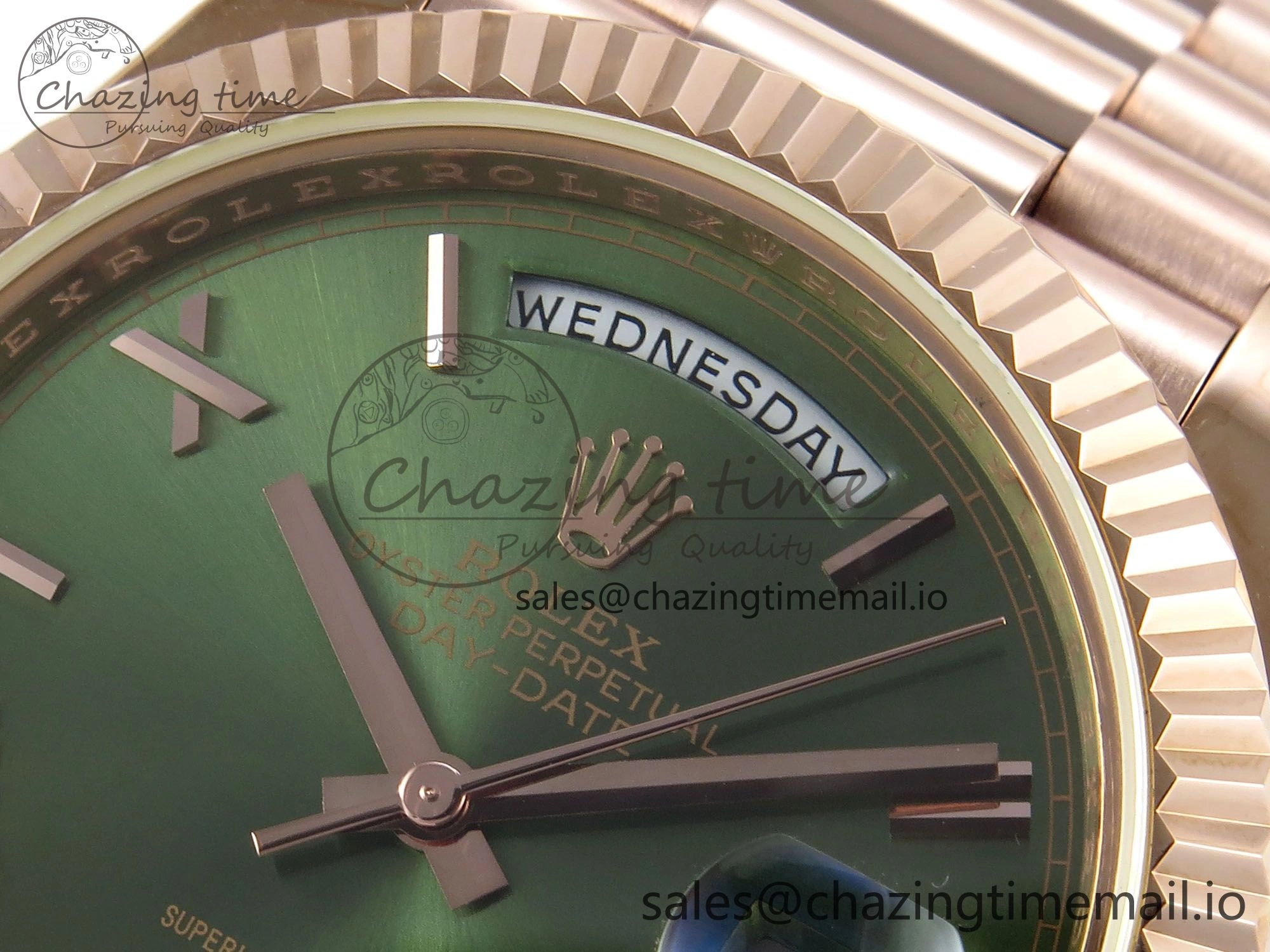 Day Date 40 RG 228235 KF 1:1 Best Edition Green Roman Dial on President Bracelet VR3255 (Gain Weight)