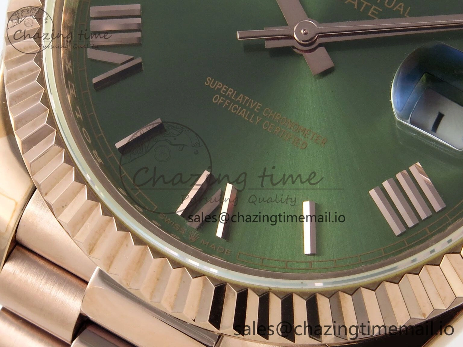 Day Date 40 RG 228235 KF 1:1 Best Edition Green Roman Dial on President Bracelet VR3255 (Gain Weight)