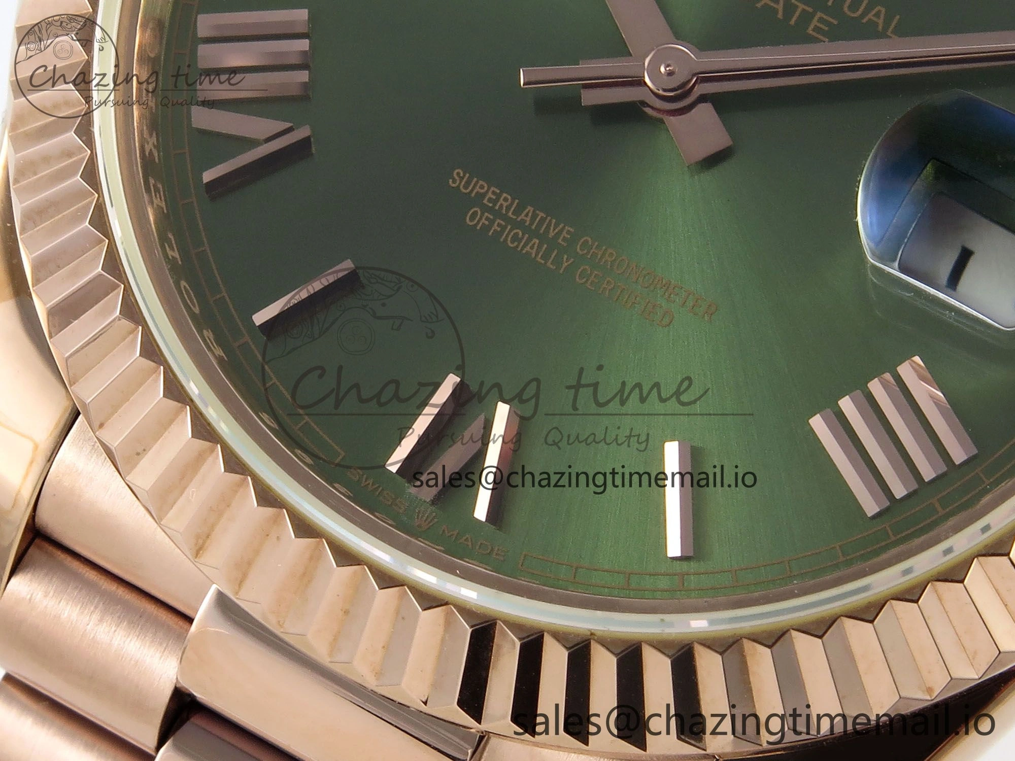 Day Date 40 RG 228235 KF 1:1 Best Edition Green Roman Dial on President Bracelet VR3255 (Gain Weight)