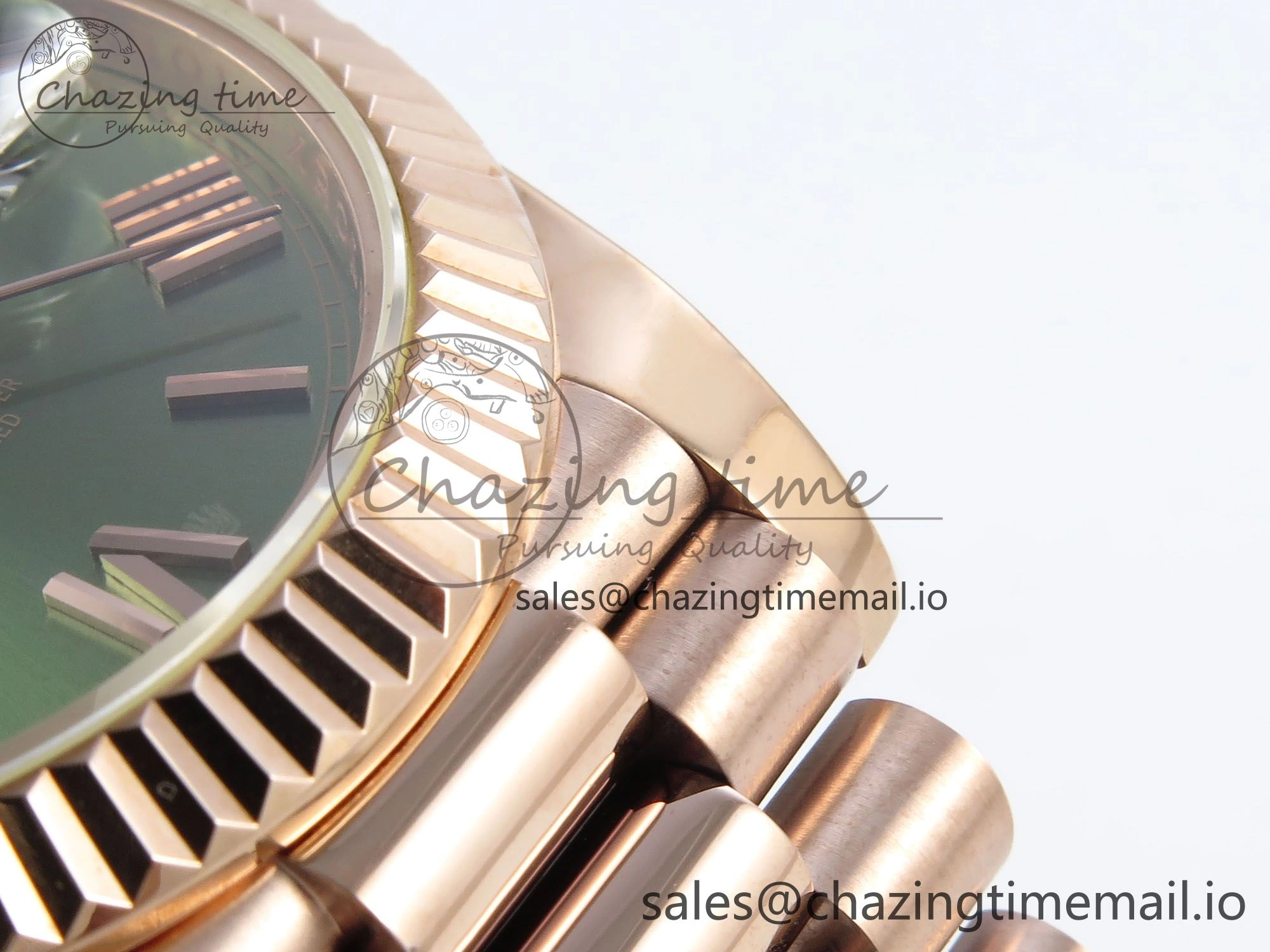 Day Date 40 RG 228235 KF 1:1 Best Edition Green Roman Dial on President Bracelet VR3255 (Gain Weight)