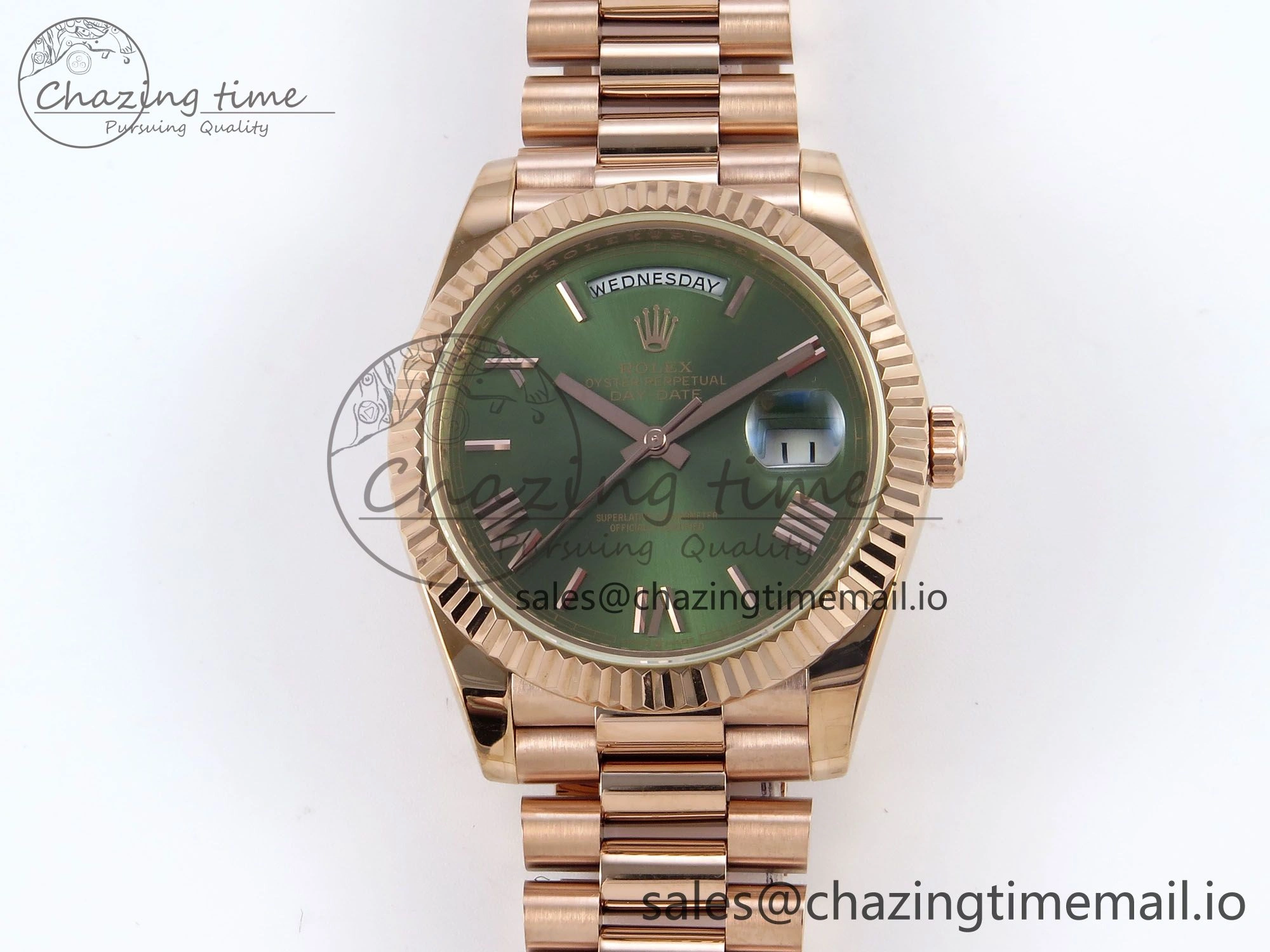 Day Date 40 RG 228235 KF 1:1 Best Edition Green Roman Dial on President Bracelet VR3255 (Gain Weight)