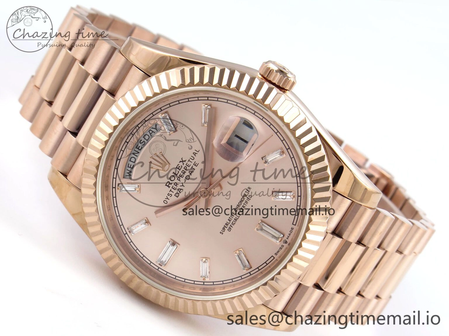 Day Date 40 RG 228235 KF 1:1 Best Edition RG Crystal Dial on President Bracelet VR3255 (Gain Weight)