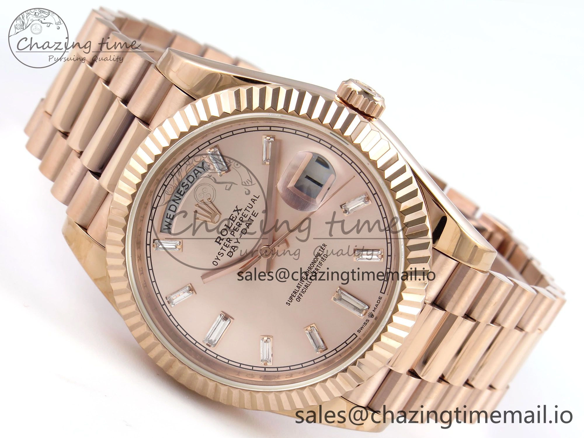 Day Date 40 RG 228235 KF 1:1 Best Edition RG Crystal Dial on President Bracelet VR3255 (Gain Weight)
