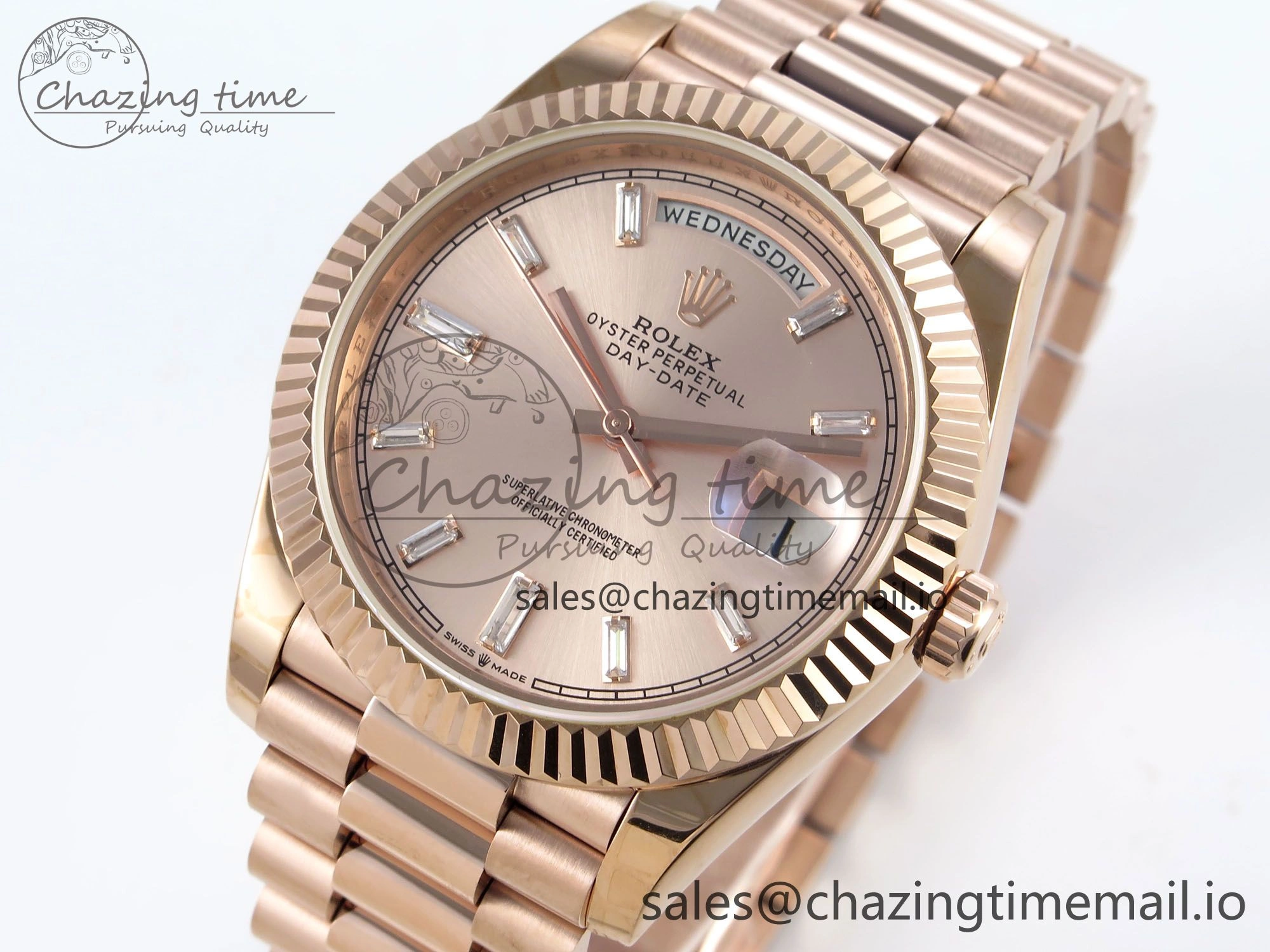 Day Date 40 RG 228235 KF 1:1 Best Edition RG Crystal Dial on President Bracelet VR3255 (Gain Weight)