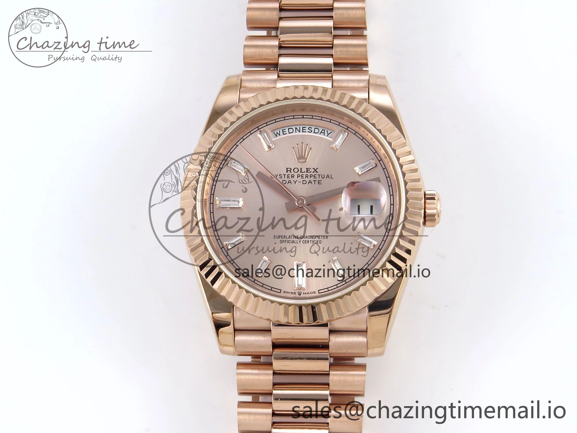 Day Date 40 RG 228235 KF 1:1 Best Edition RG Crystal Dial on President Bracelet VR3255 (Gain Weight)
