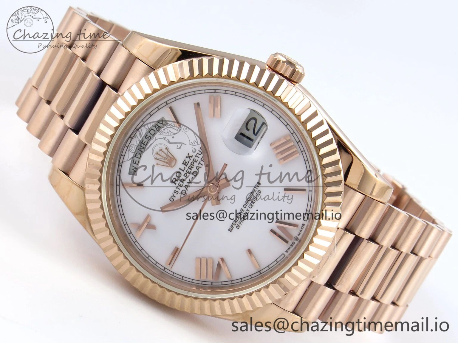 Day Date 40 RG 228235 KF 1:1 Best Edition White Roman Dial on President Bracelet VR3255 (Gain Weight)