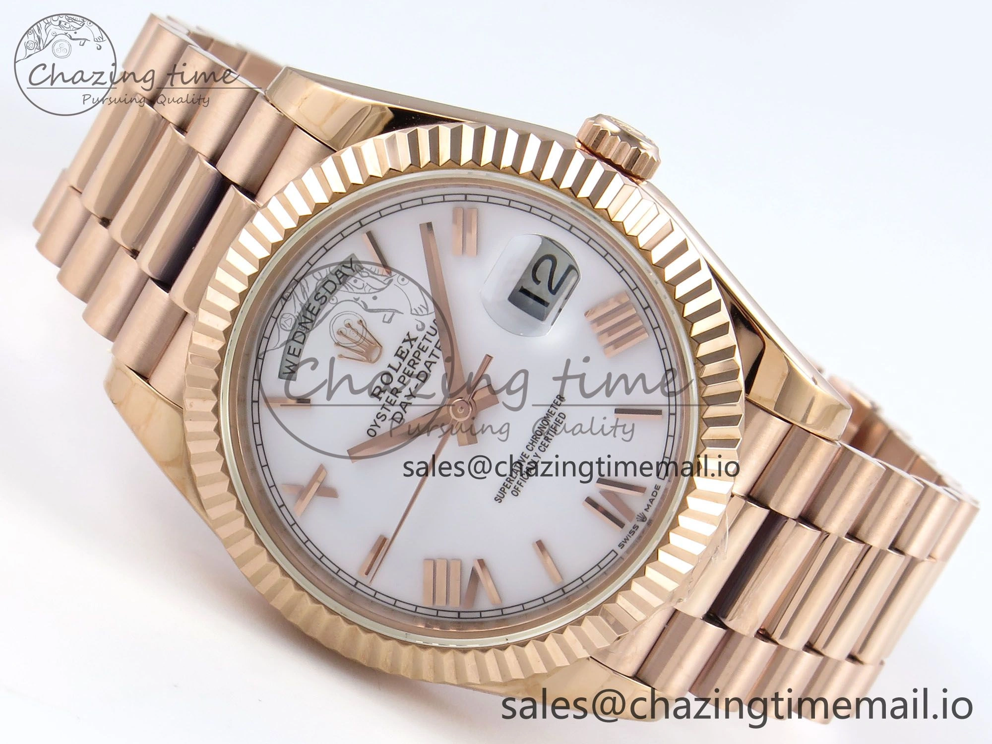 Day Date 40 RG 228235 KF 1:1 Best Edition White Roman Dial on President Bracelet VR3255 (Gain Weight)