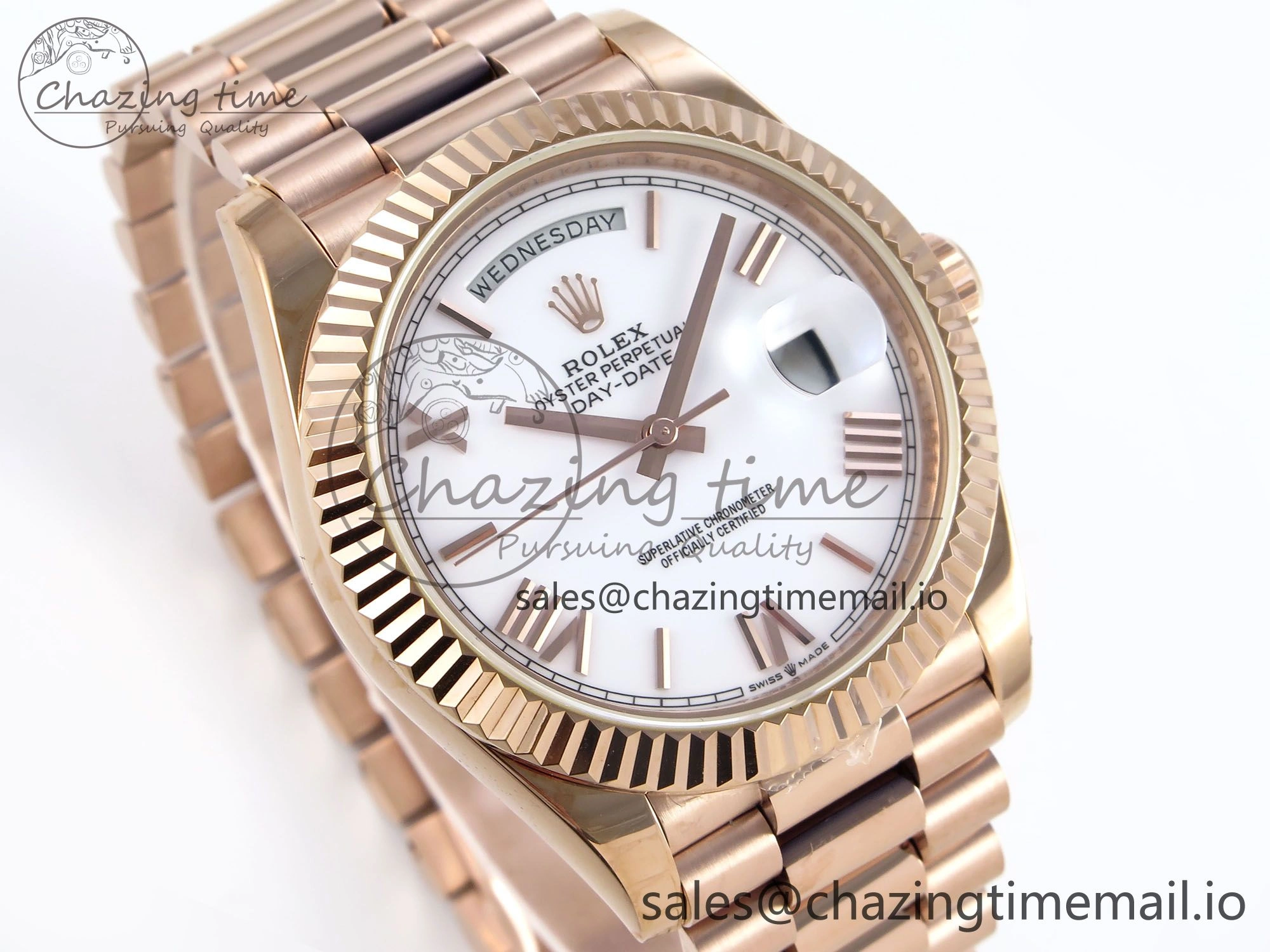 Day Date 40 RG 228235 KF 1:1 Best Edition White Roman Dial on President Bracelet VR3255 (Gain Weight)