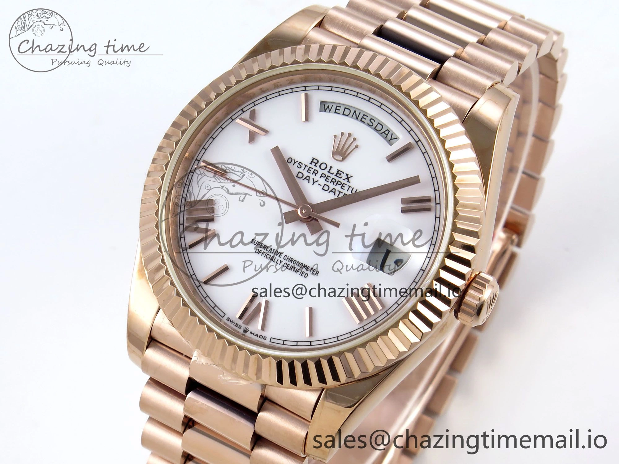 Day Date 40 RG 228235 KF 1:1 Best Edition White Roman Dial on President Bracelet VR3255 (Gain Weight)