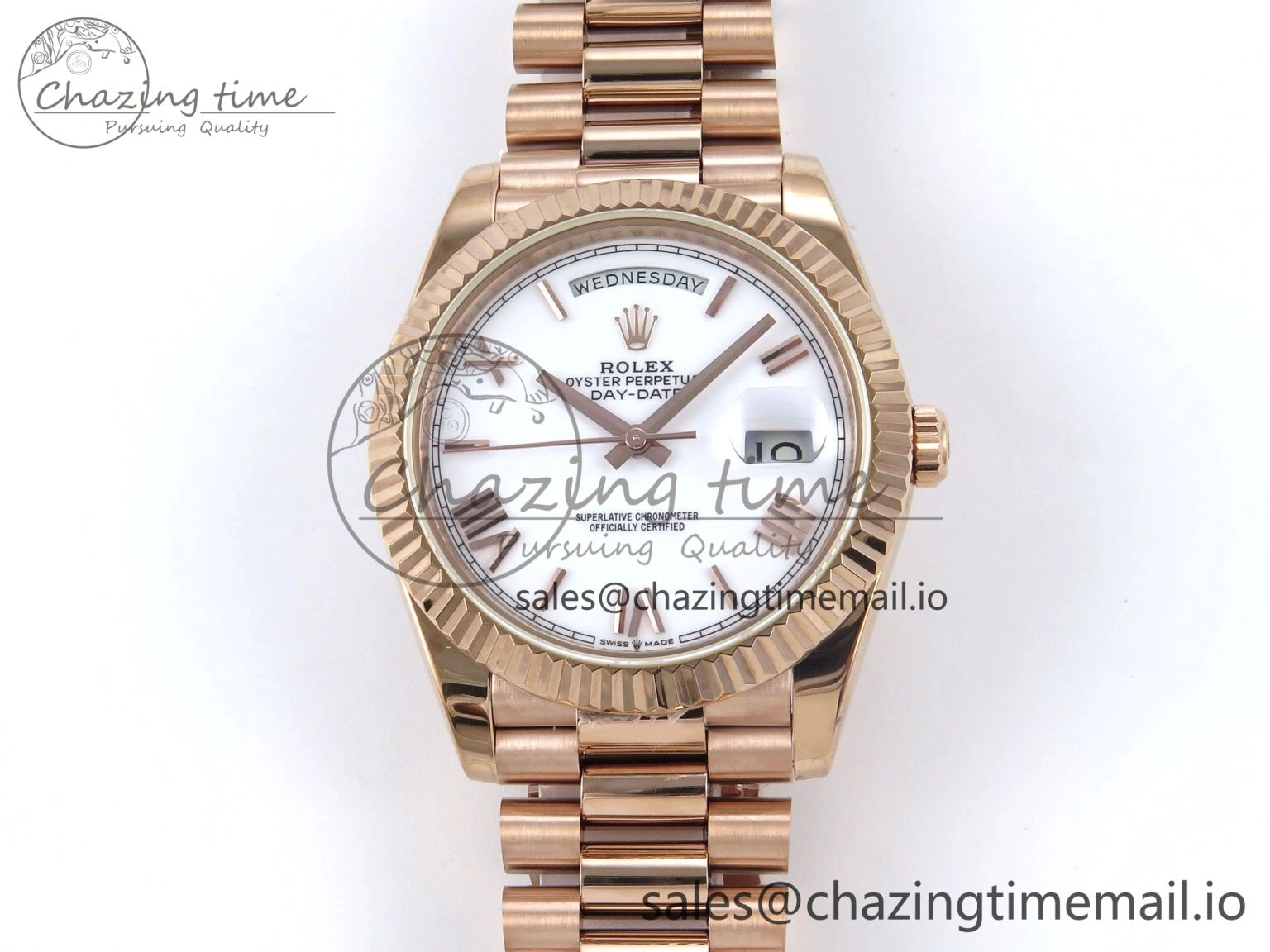 Day Date 40 RG 228235 KF 1:1 Best Edition White Roman Dial on President Bracelet VR3255 (Gain Weight)